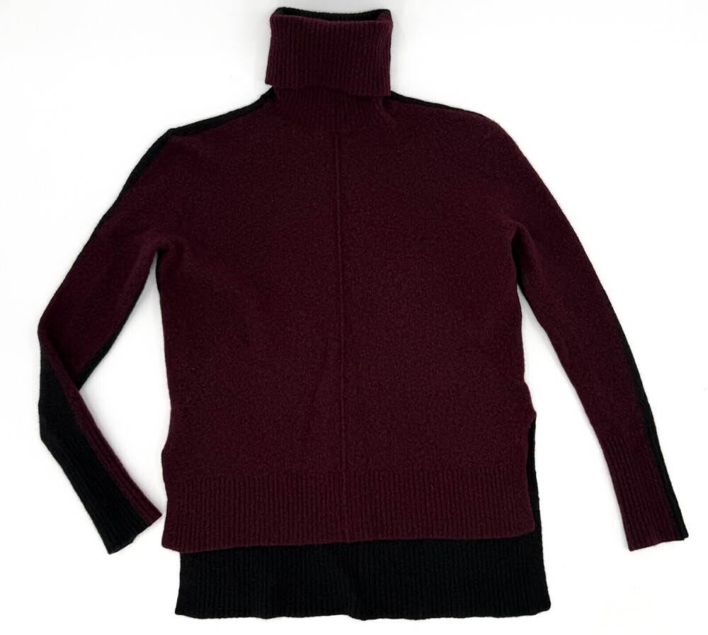 Athleta Sweater Womens 2XS XXS Burgundy Black Pull over Turtleneck Transit Wool